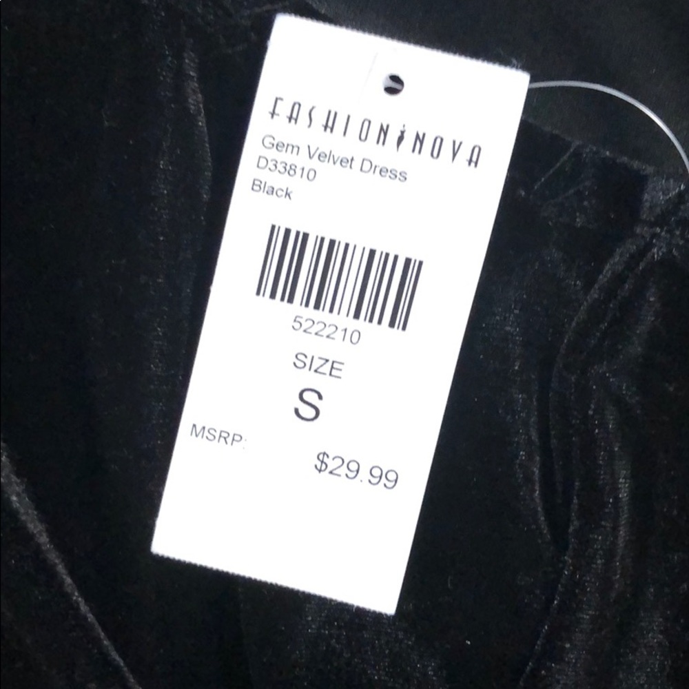 Gem Velvet Dress NWT Fashion Nova - Black - Picture 8 of 8